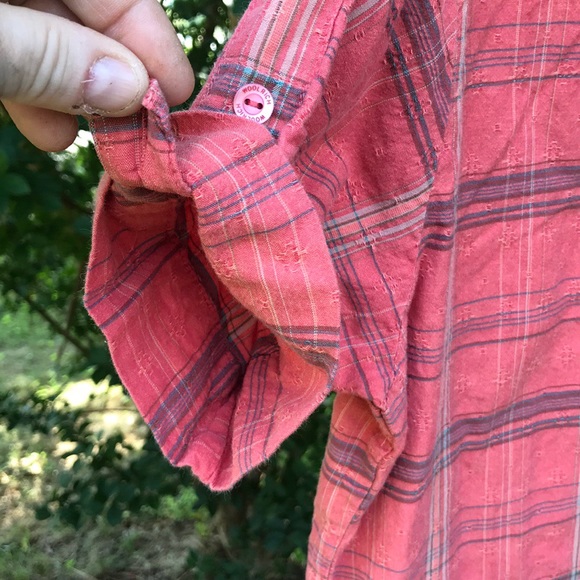 Woolrich Pleated Orange Plaid Button Up Blouse S - Picture 8 of 9